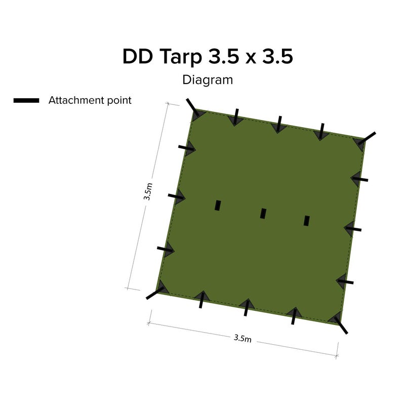 DD Hammocks Tarp 3.5 x 3.5 - Olive Green (11.5ft x 11.5ft) - 100% Waterproof - Lightweight & Multifunctional Large Rainfly Tarp Tent Shelter for Camping Bushcraft & Survival Adventure - Image 2